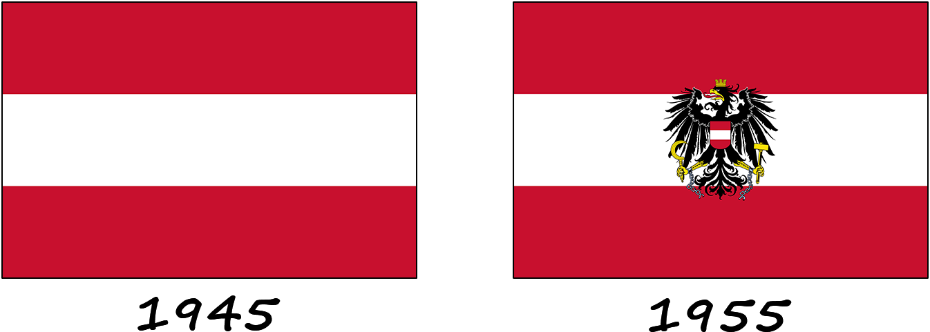 Національний прапор та військовий, з гербом, прапор Австрії