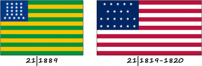 Прапор Бразилії та Прапор США з 21 зіркою